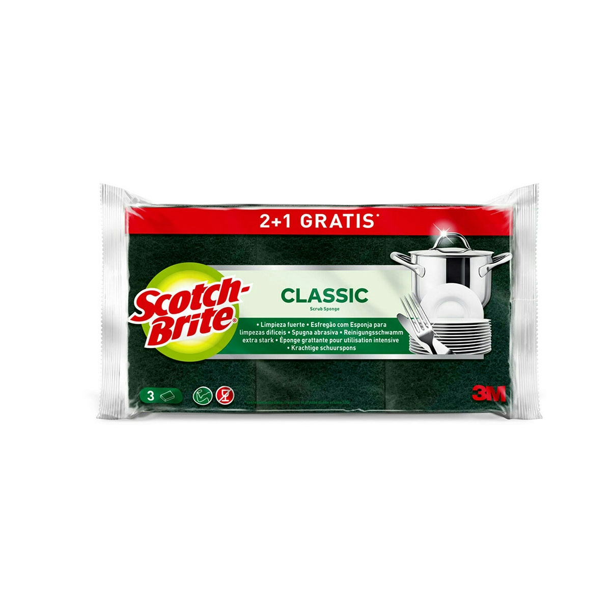 Esponja fibra SCOTCH verde paquete 3 uds