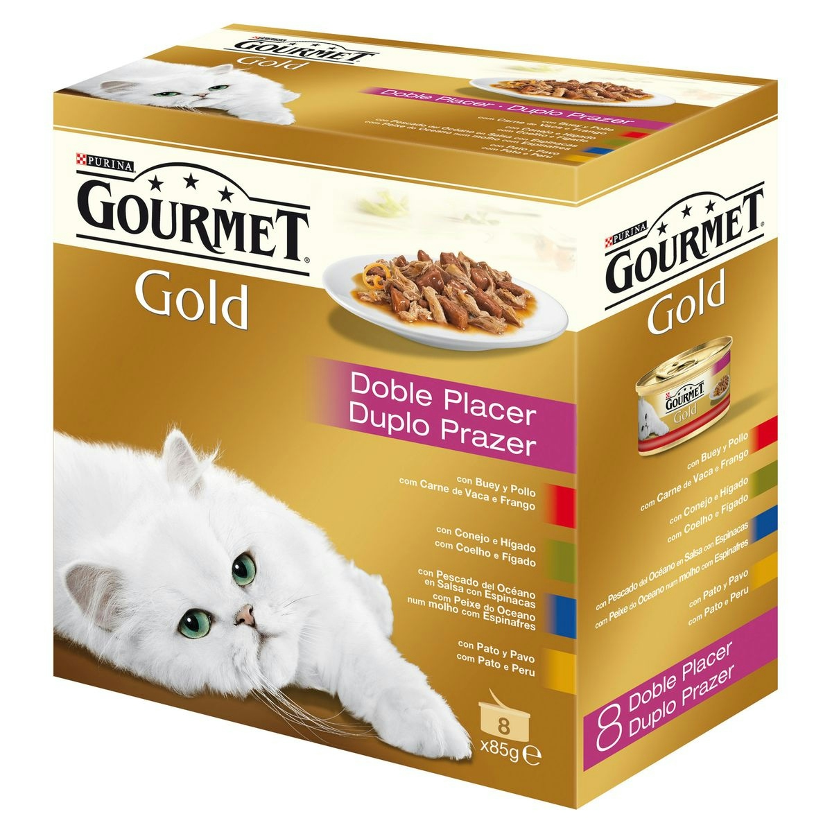 Alimento buey/pollo GOURMET Gold doble placer gatos lata 8x85 gr