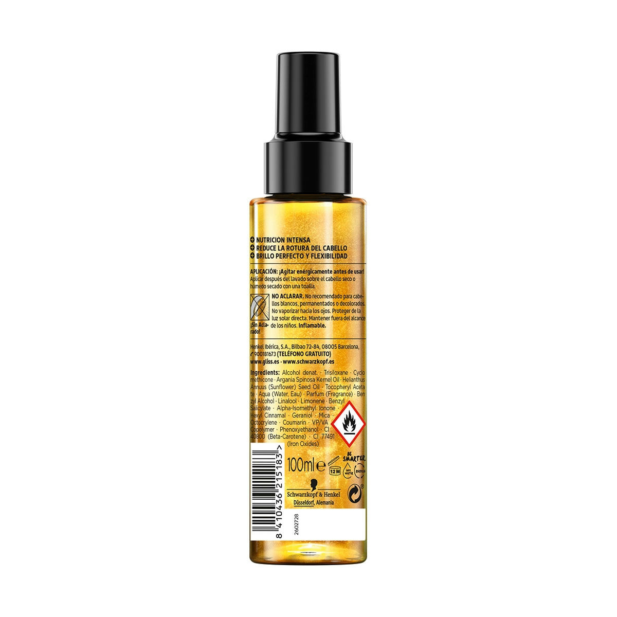 Serum ligero GLISS ultimate oil elixir cabello castigado spray 100 ml