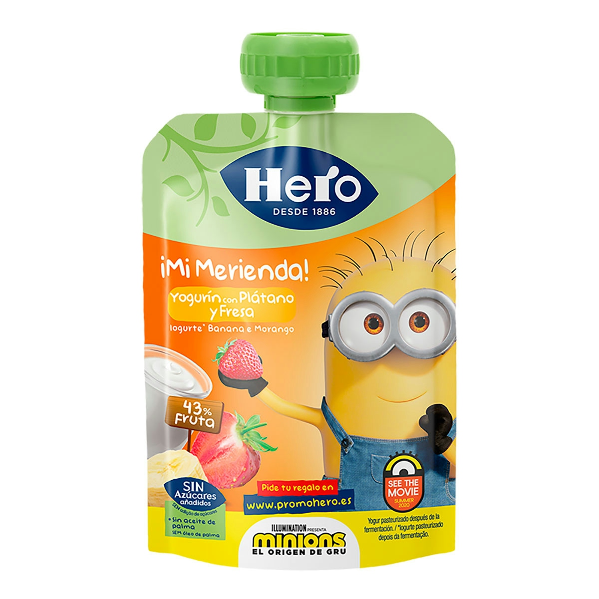 Potitos supermerienda HERO Nanos yogur plátano y fresa 100 gr