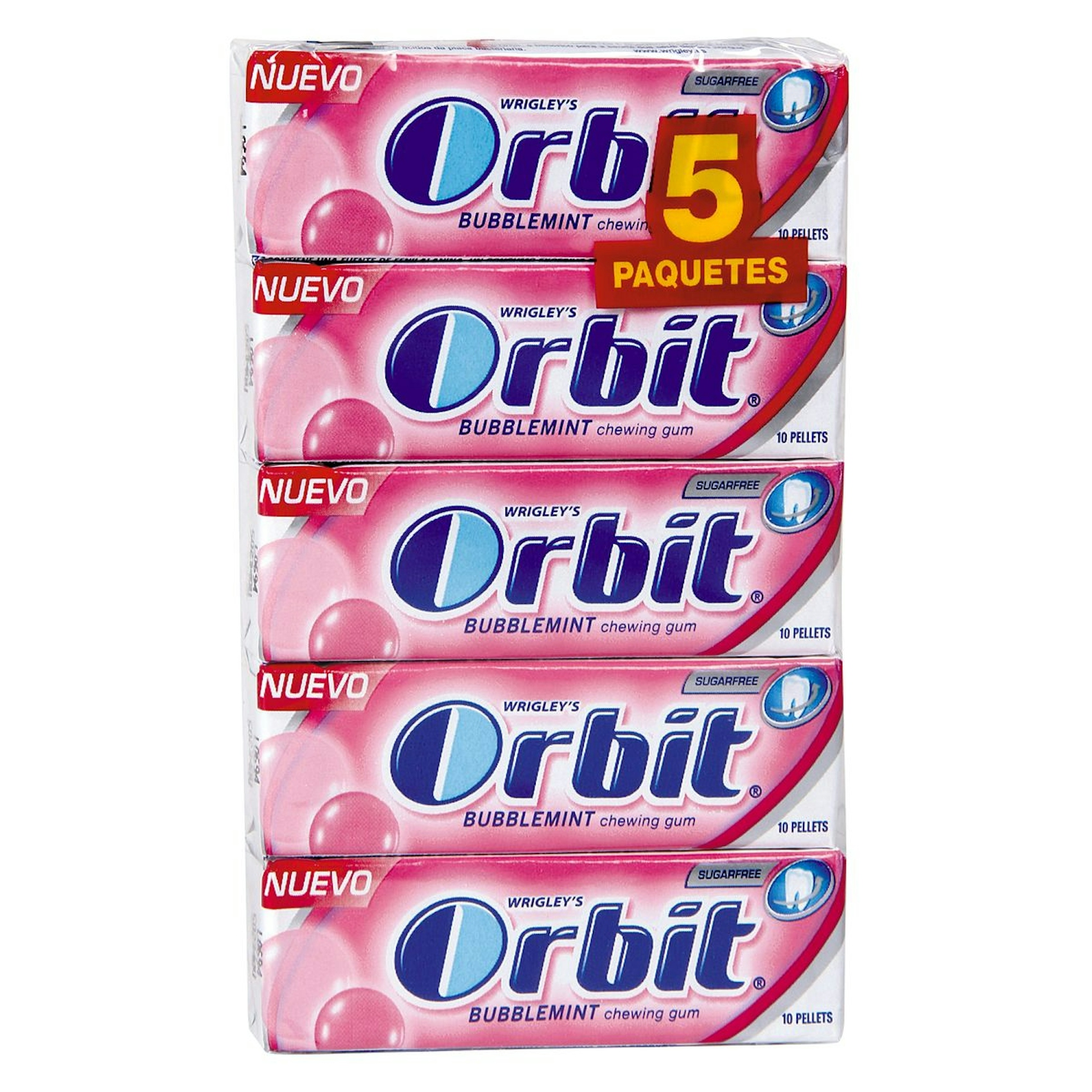 Chicle ORBIT sabor bubblemint paquete 5 uds 0