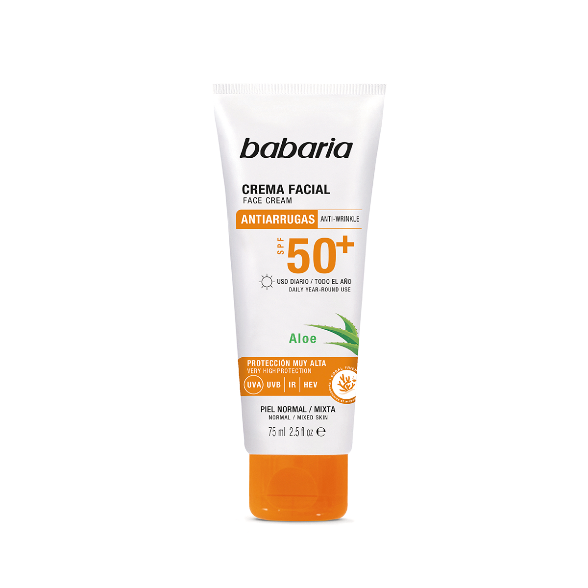 Crema facial Solar con Aloe Vera BABARIA sfp50