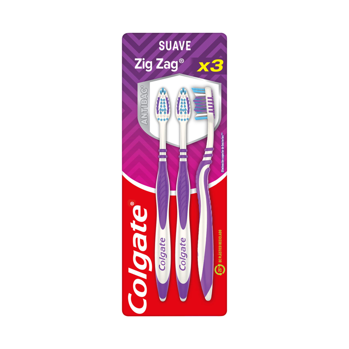 Cepillo De Dientes Colgate ZigZag Limpieza Profunda, Suave, 3uds