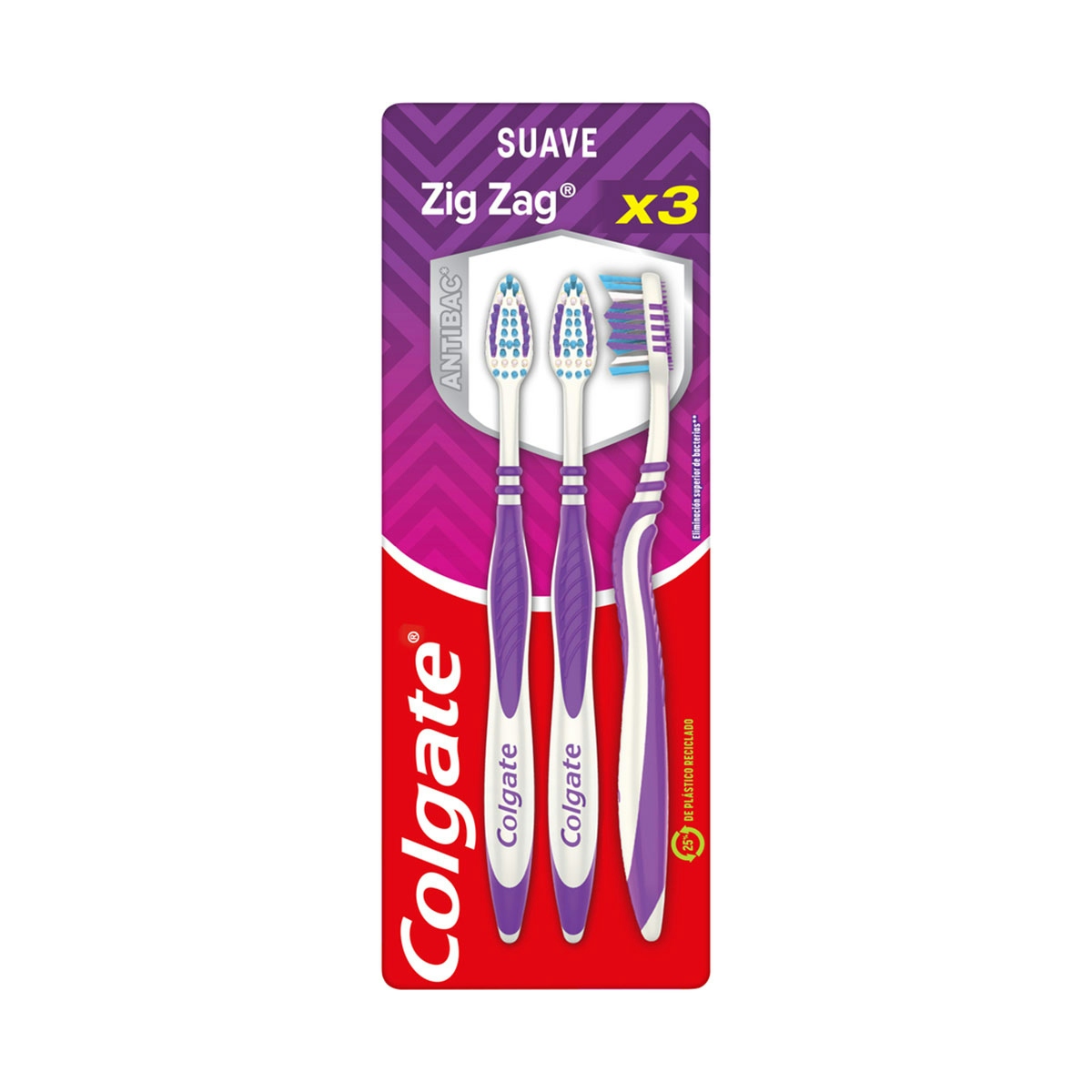Cepillo de dientes Colgate ZigZag limpieza profunda, suave, 3uds