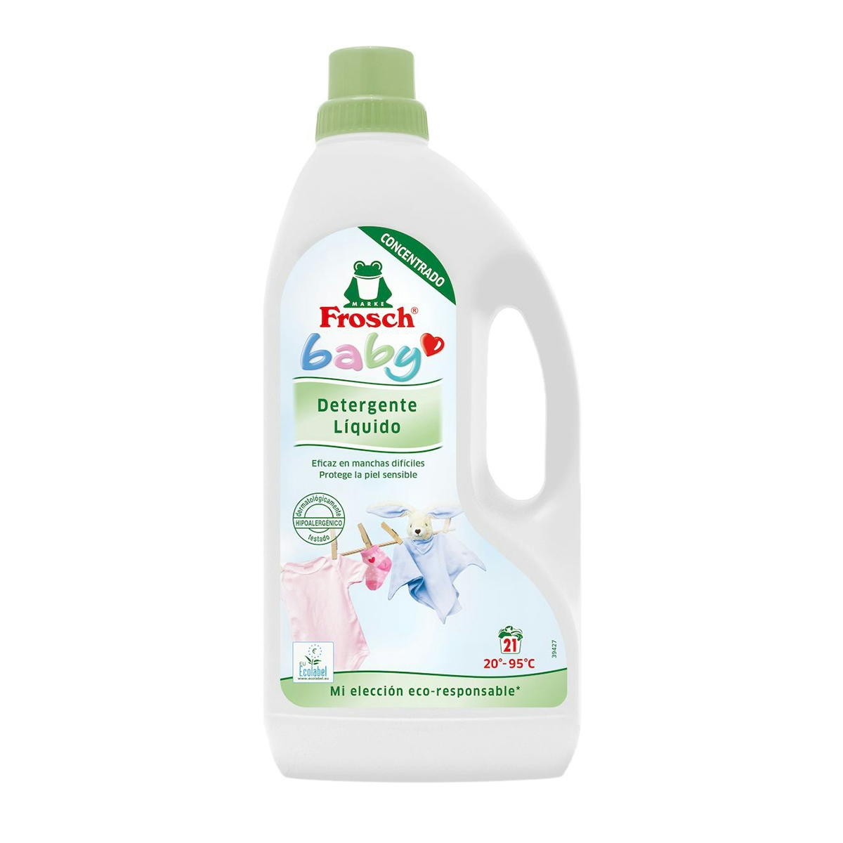 Detergente máquina FROSCH Baby líquido ecológico botella 1,5 lt 21 lavados