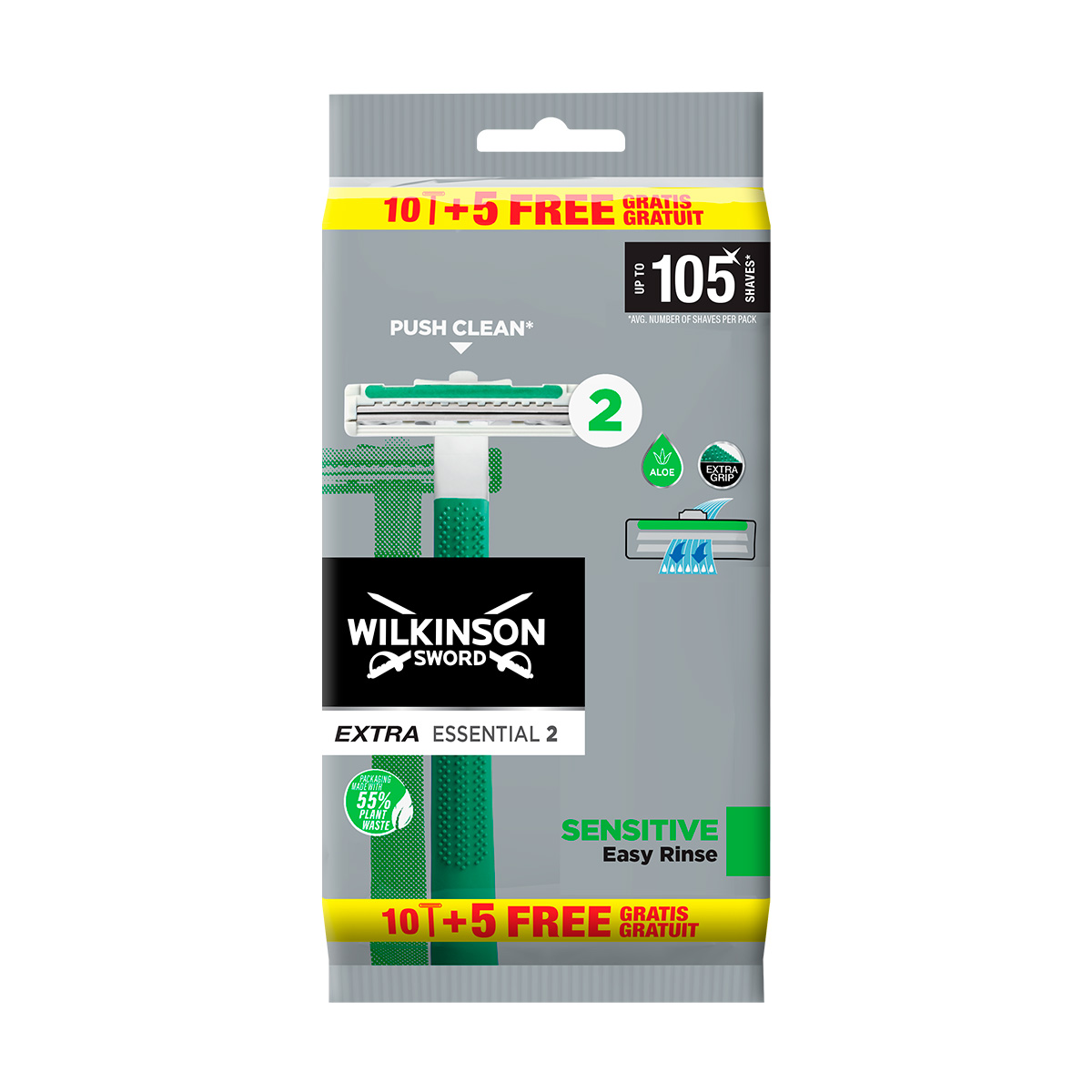 Imagen de Maquinillas De Afeitar Desechables Extra Essential 2 Wilkinson 10+5 Uds