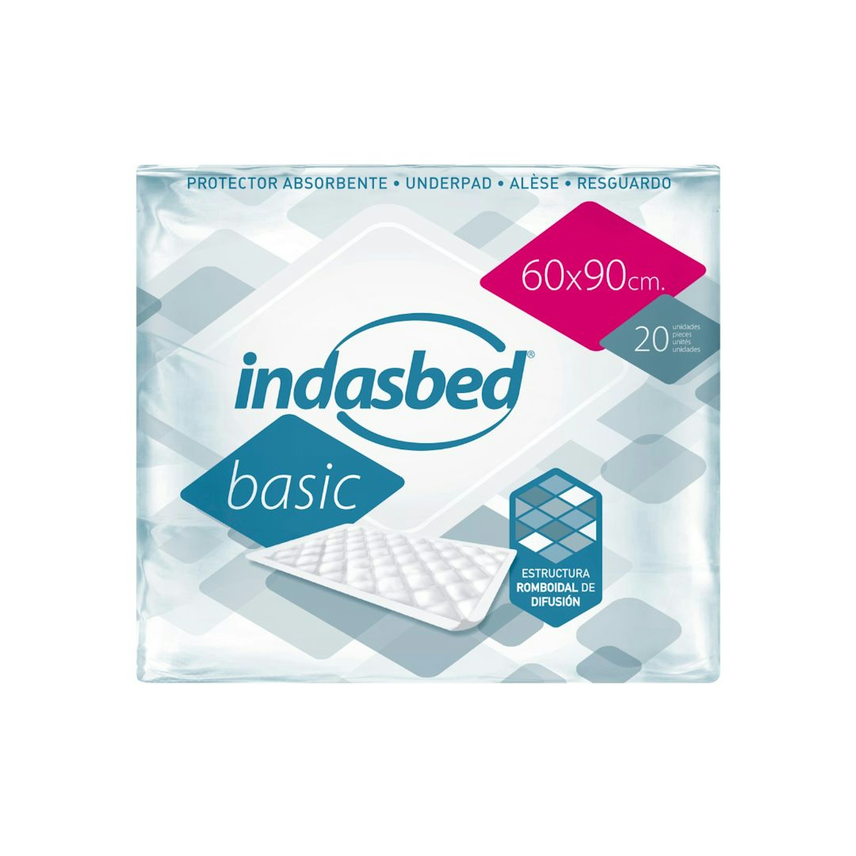 protector de cama absorbente INDASBED 60x90 cm paquete 20 uds