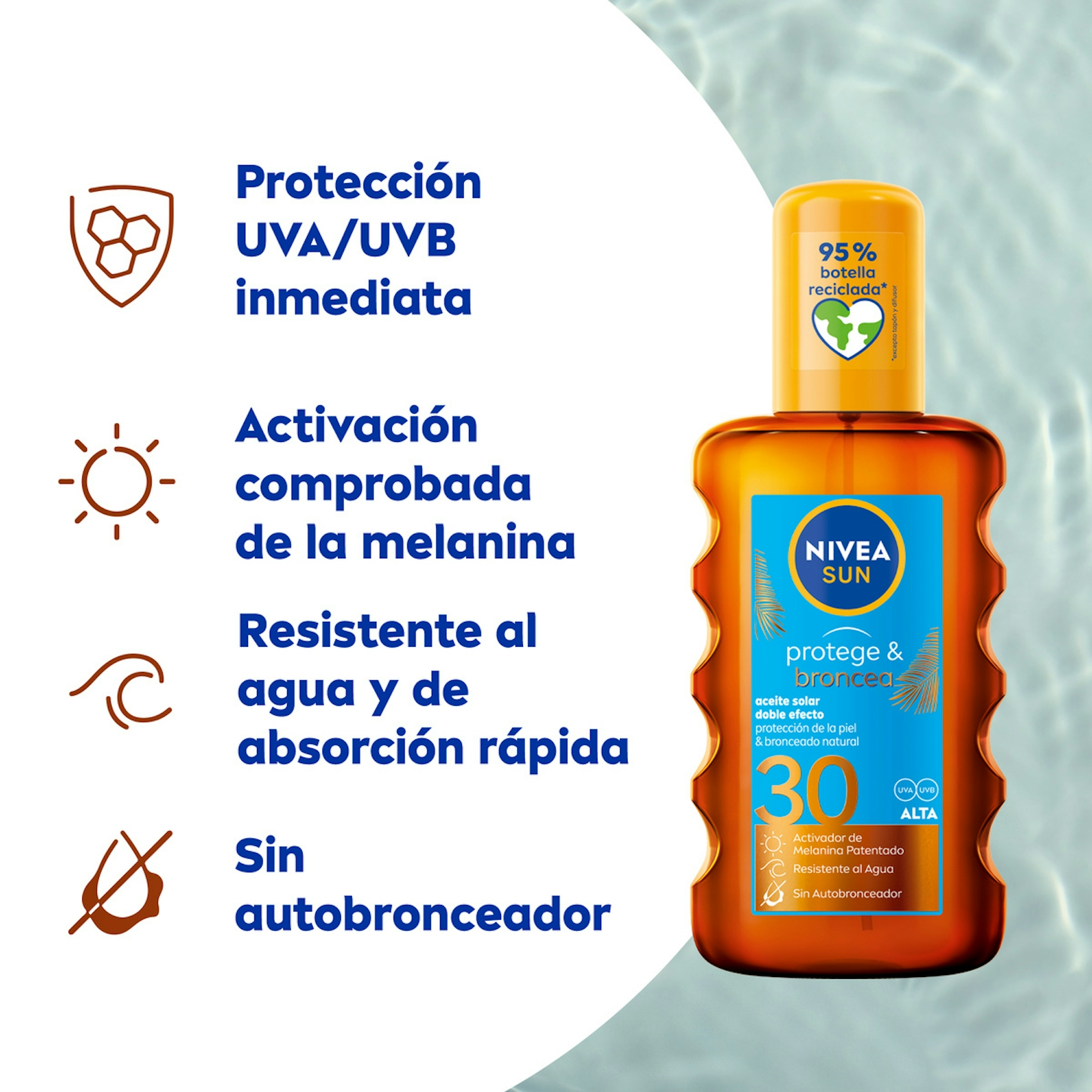 Aceite Solar Activador del Bronceado Spray FP 30 NIVEA 200 ml