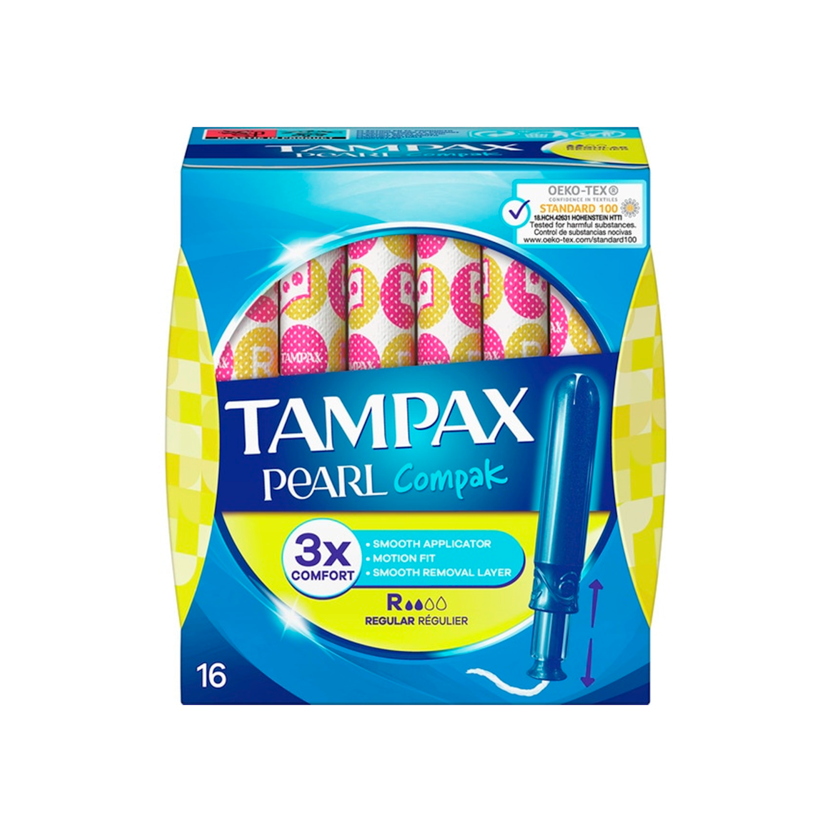 Tampón regular TAMPAX Compak Pearl caja 16 uds