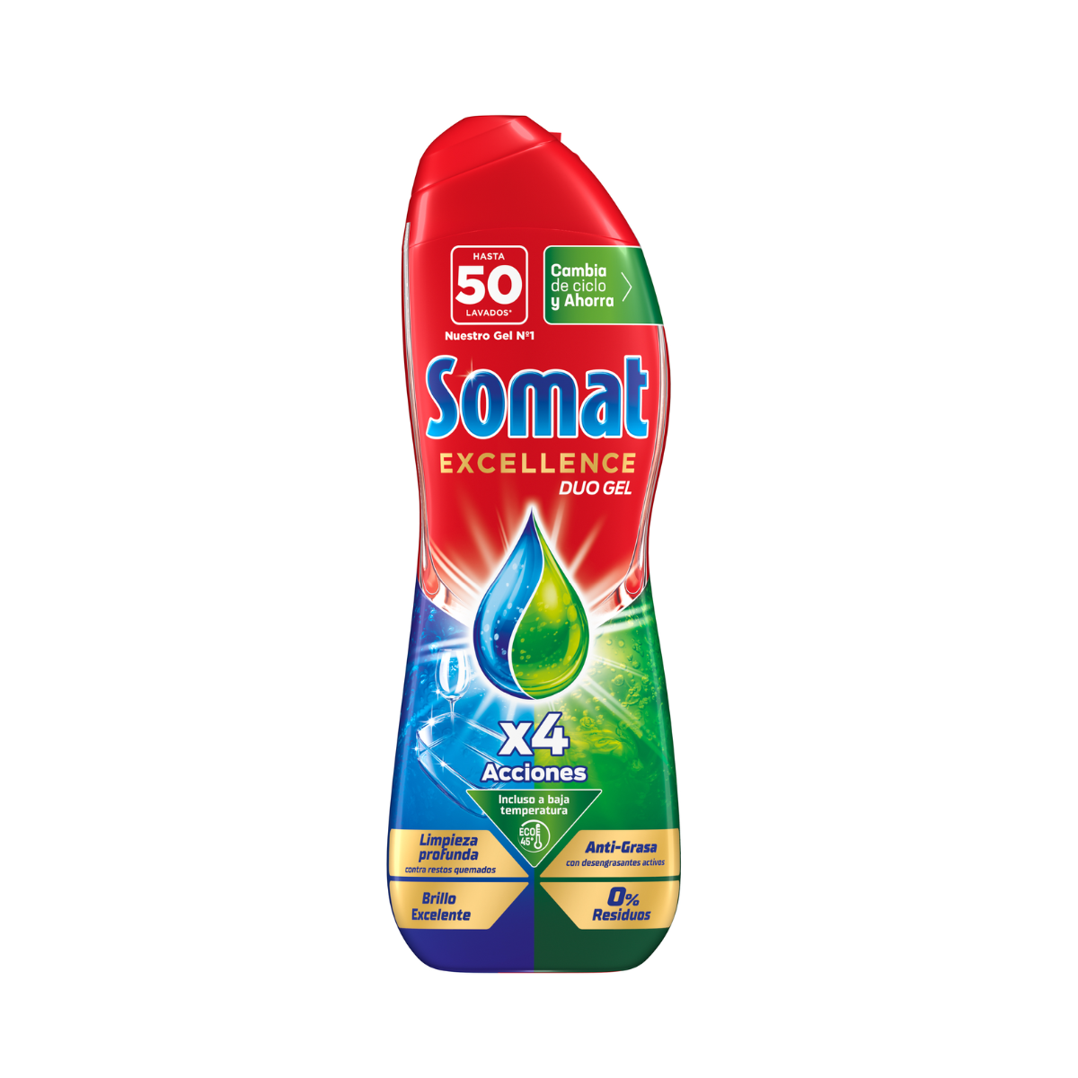 Lavavajillas máquina SOMAT oro gel antigrasa bote 50 lv
