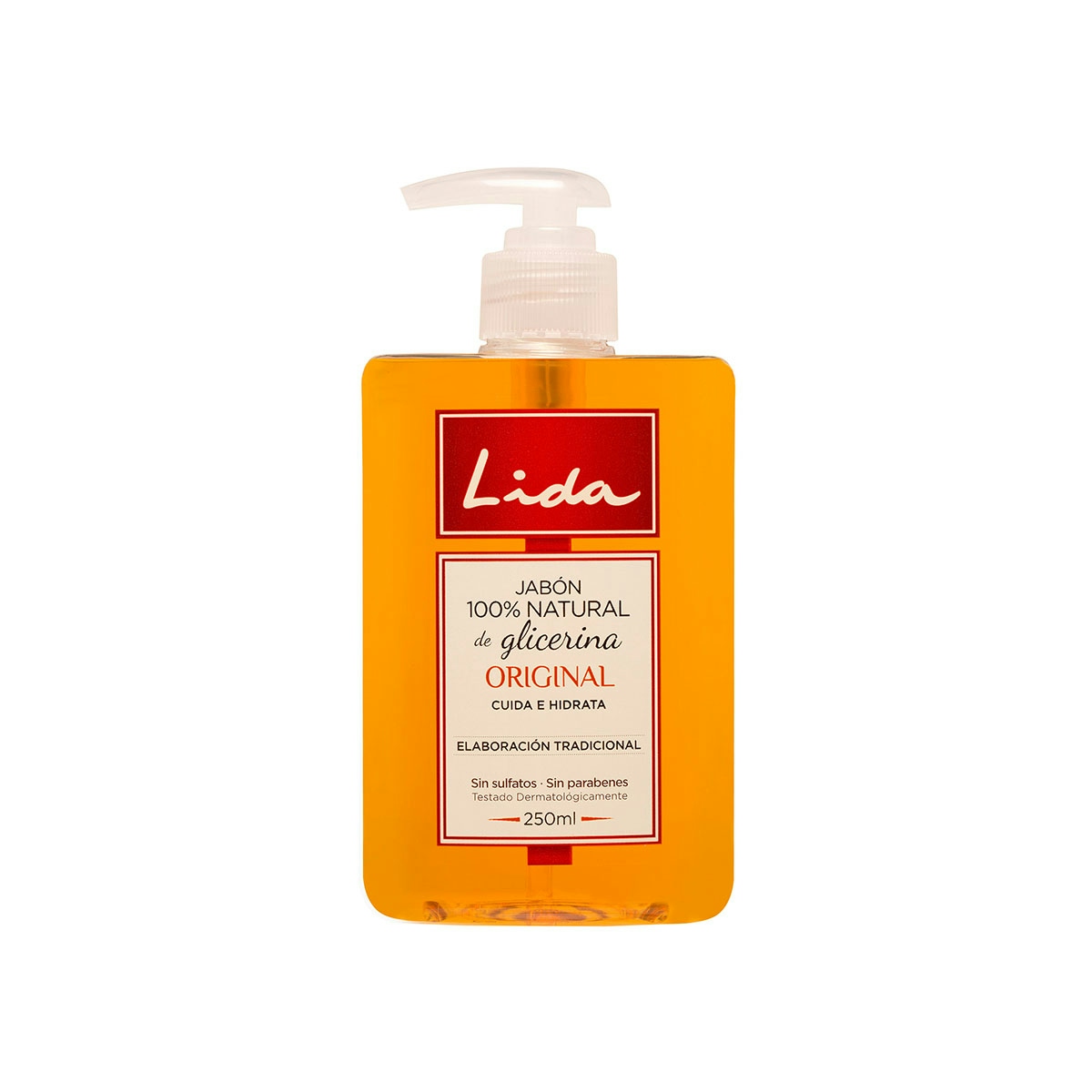 Jabón líquido de manos LIDA 100% glicerina dosificador 250 ml