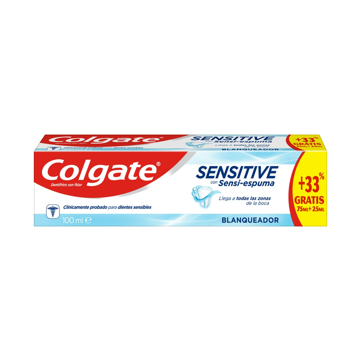 Pasta de dientes blanqueadora Colgate Sensitive con Sensi-espuma para dientes sensibles 100ml