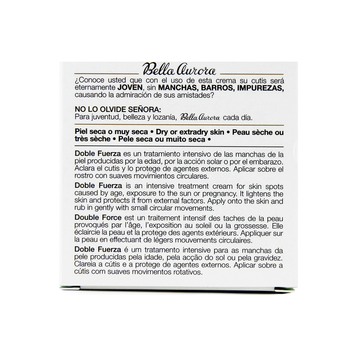 Crema anti-manchas Doble Fuerza BELLA AURORA piel seca 30 ml