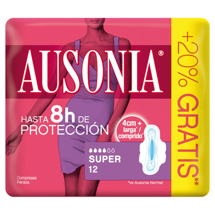 Compresas Con Alas Super Ausonia 12 Uds