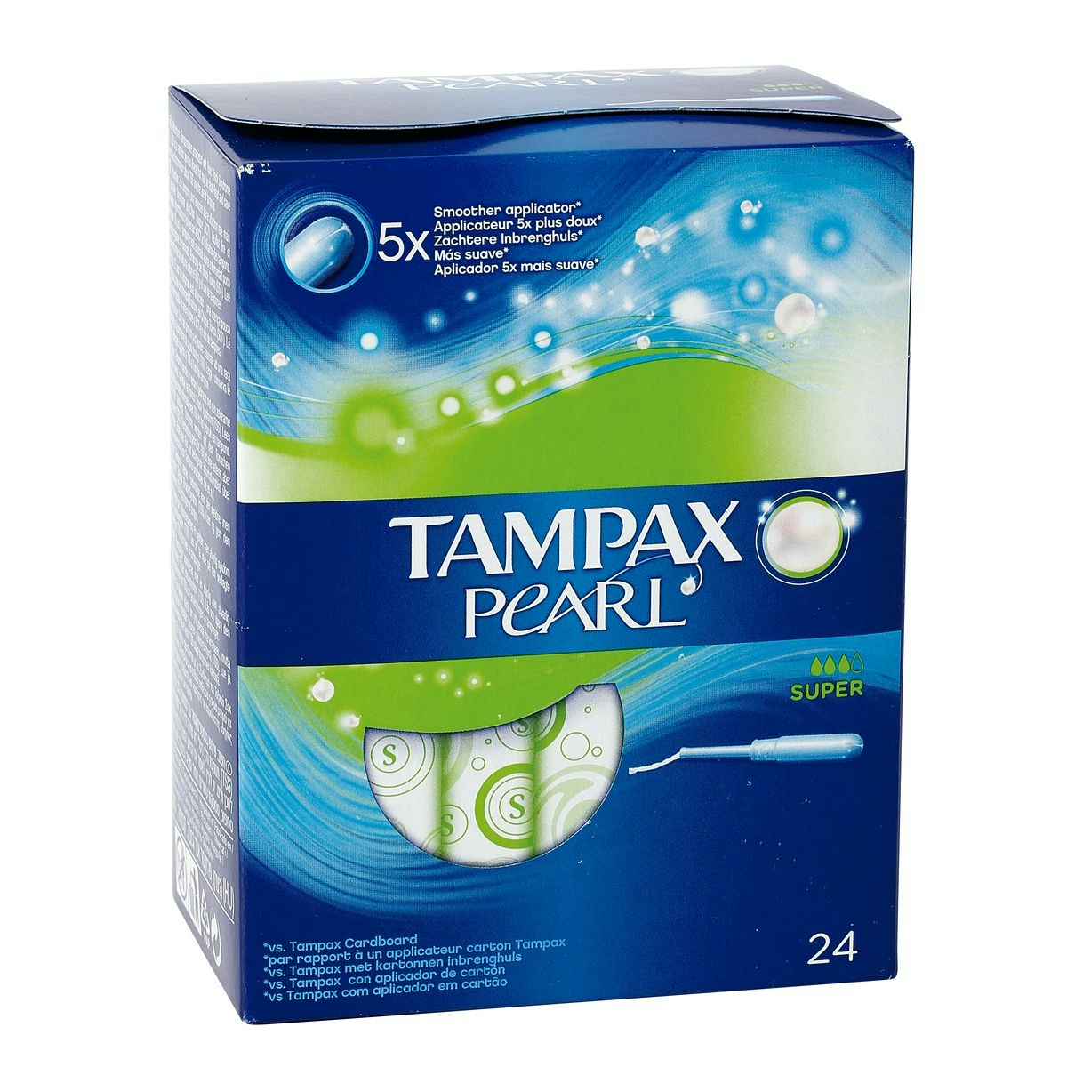 Tampón super TAMPAX Pearl caja 24 uds