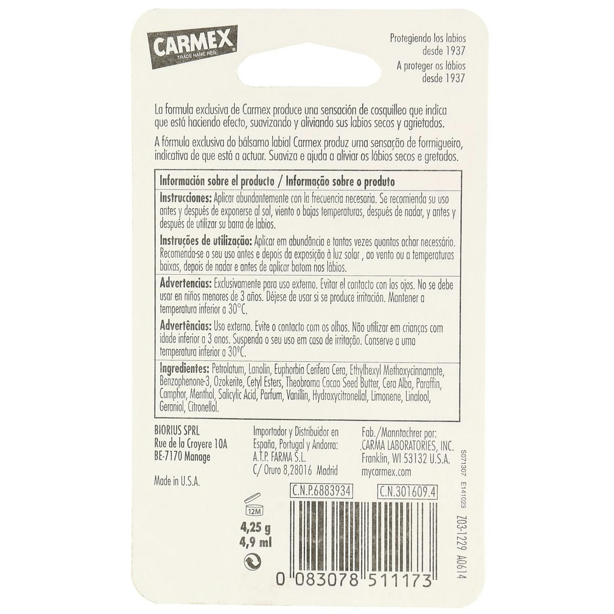 Balsamo labial CARMEX 4.25 gr