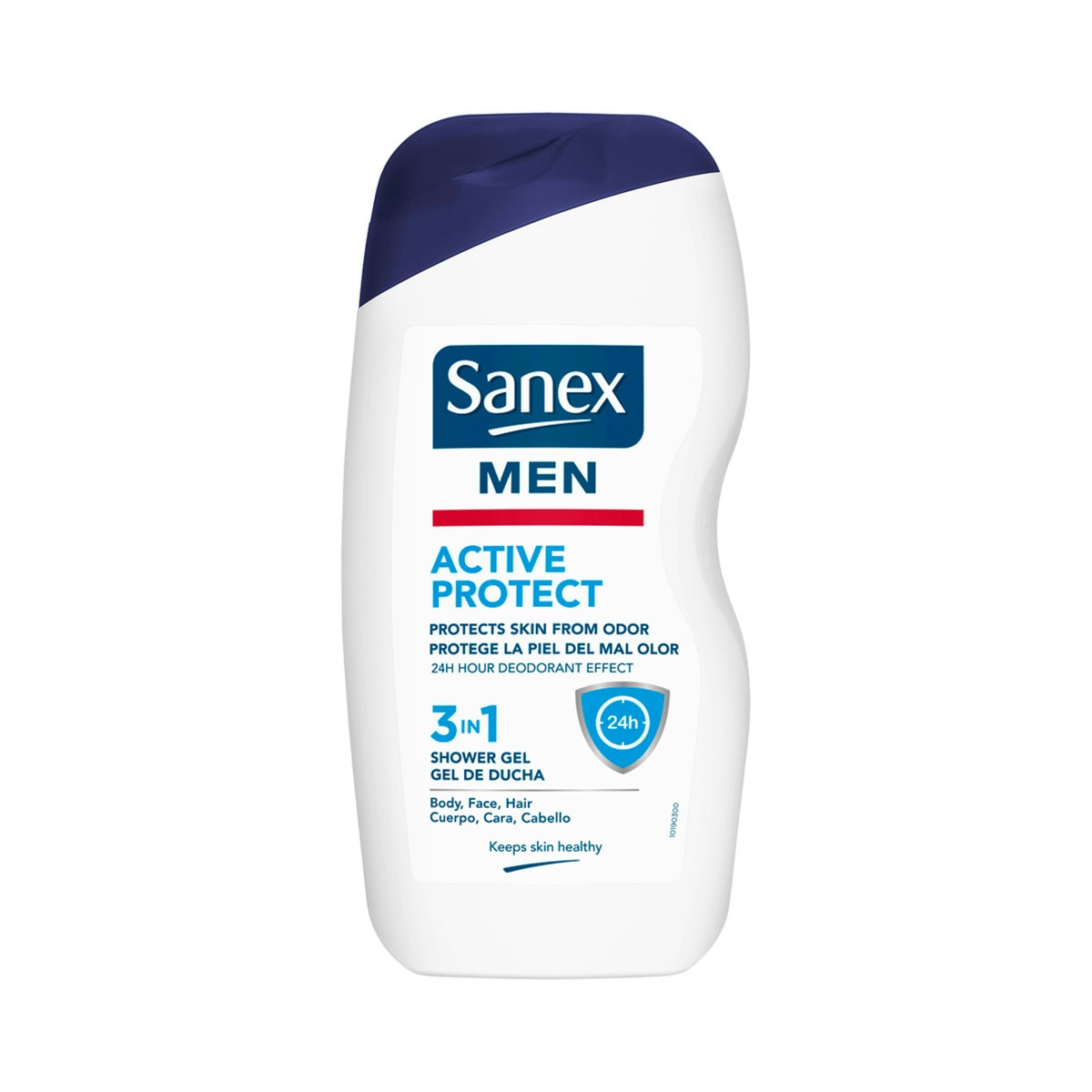 Gel de ducha o baño para hombre Sanex Active Protect 3in1 cuerpo, cara y cabello 450ml
