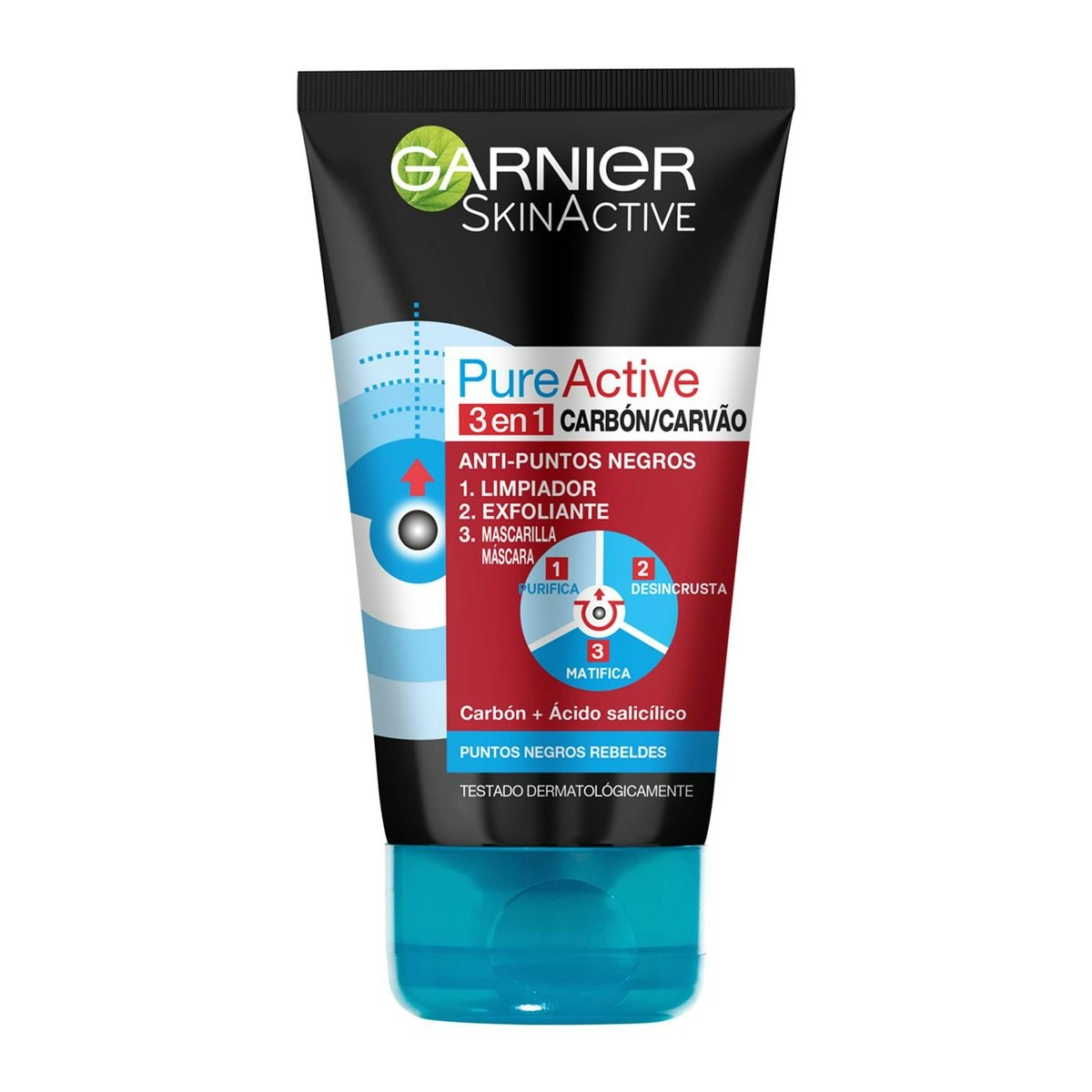 Gel limpiador y exfoliante purificante GARNIER Skin Active 3 en 1 - 150 ml