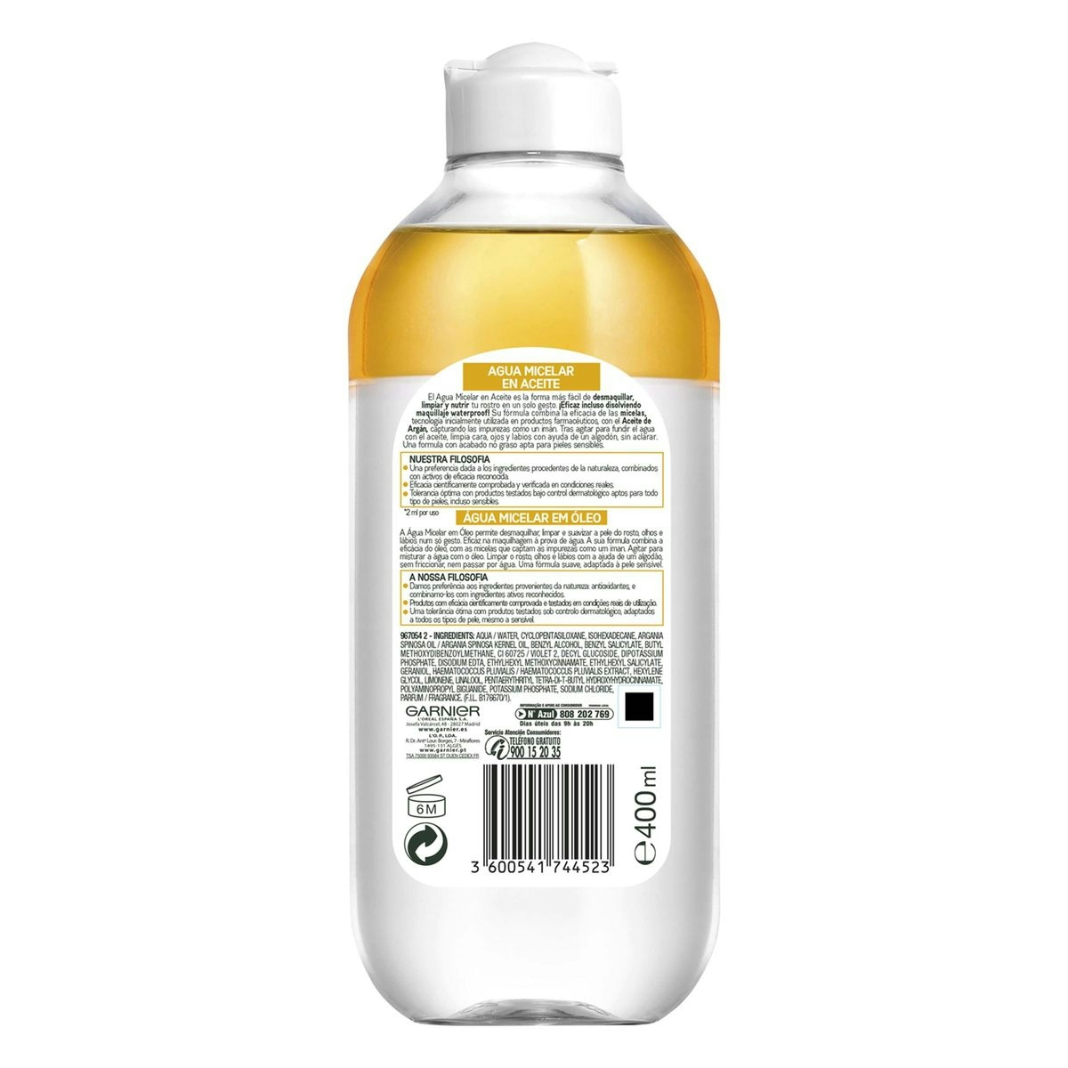 Agua micelar GARNIER en aceite bote 400 ml