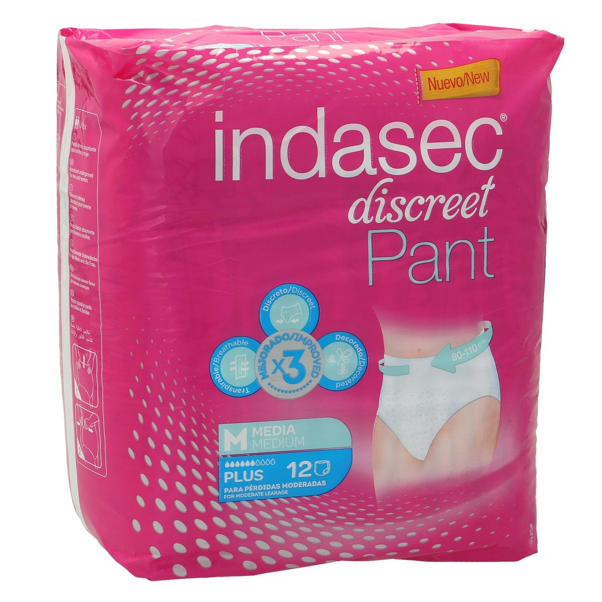 Pants de incontinencia INDASEC plus talla M paquete 12 uds
