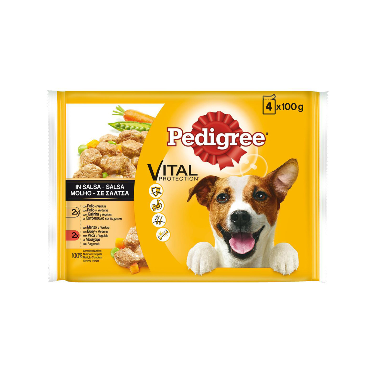 Imagen de Pedigree Vital Pollo Y Buey Verduas 4 X 100G