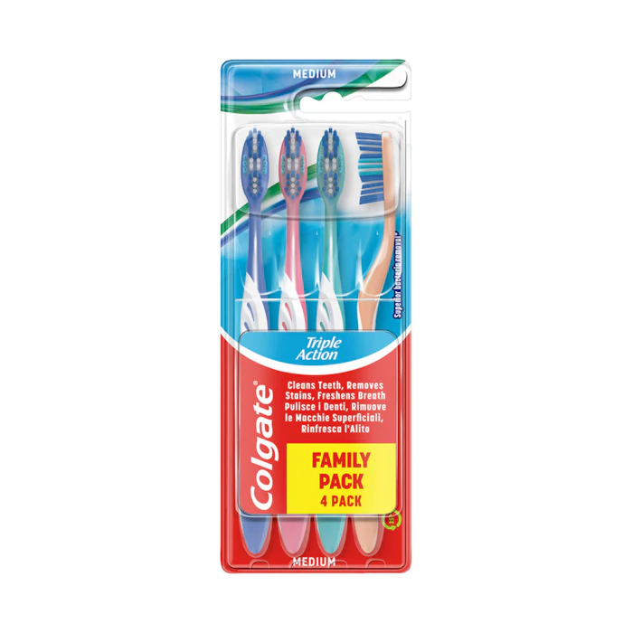 Cepillo De Dientes Colgate Triple Action Refresca El Aliento Medio 4Uds