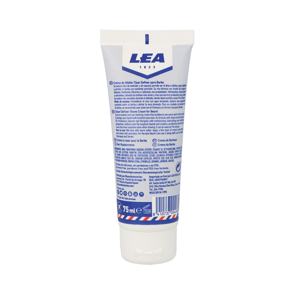 crema de afeitar clear definer LEA formato viaje tubo 75 ml