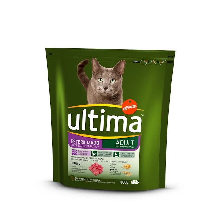 Pienso Gatos Esterilizados Buey Ultima 800 Gr