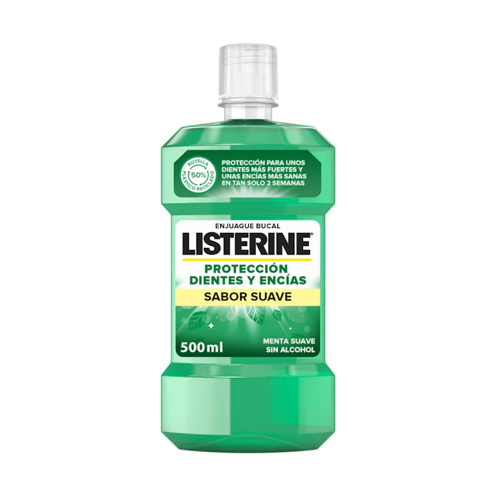 Enjuague Bucal Protección Dientes Y Encías Sabor Suave Listerine 500Ml