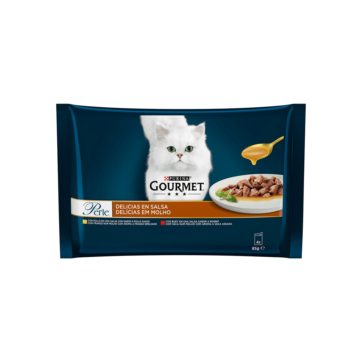 Comida gatos pollo GOURMET 4x85 gr