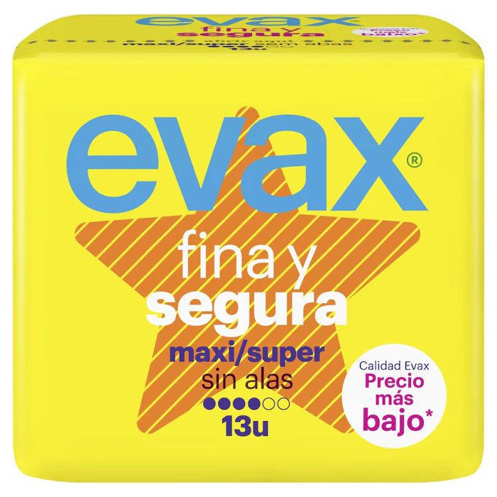 Compresas Fina Y Segura Super Evax 13 Uds