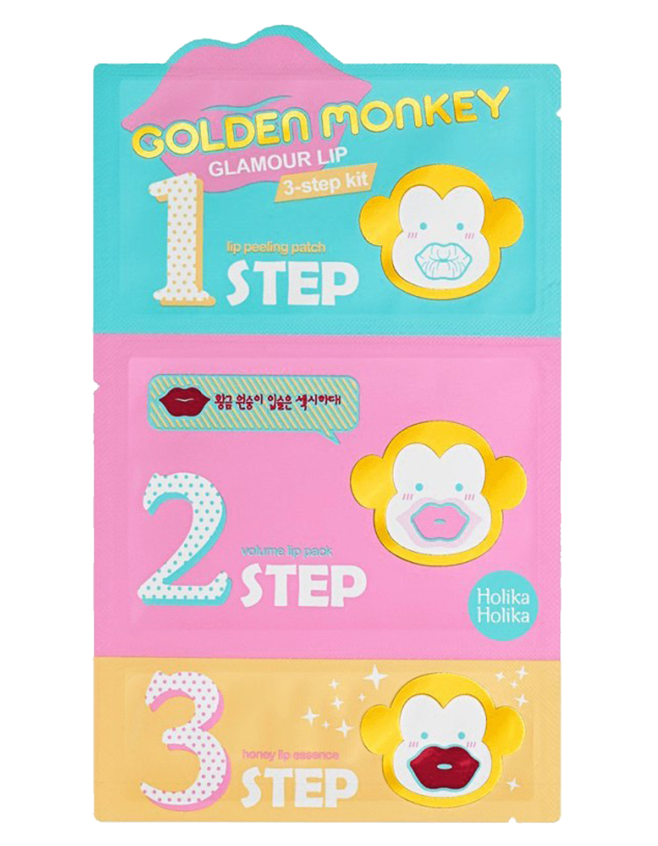 Mascarilla labios Golden Monkey 3 pasos HOLIKA HOLIKA 3 uds