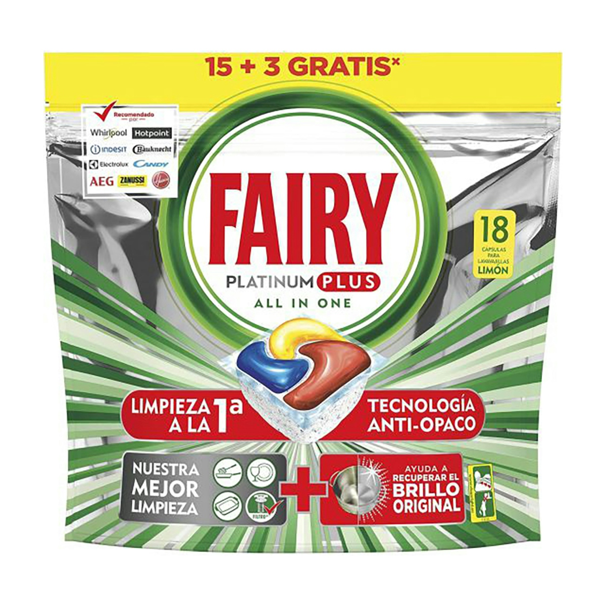 Cápsulas para lavavajillas Fairy Auto Platinum Plus 15+1