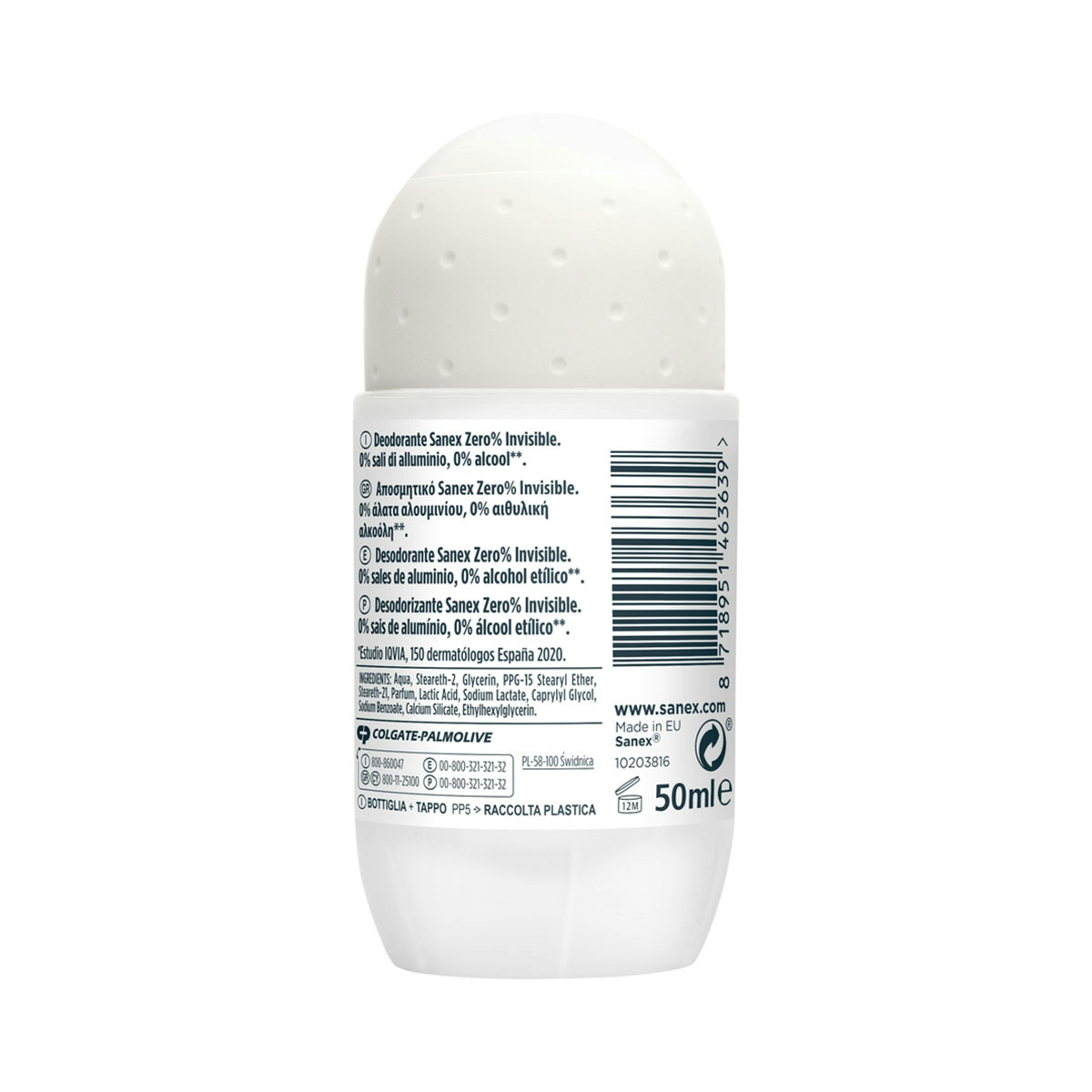 Desodorante roll-on Sanex Zero% Invisible protección 24h 50ml