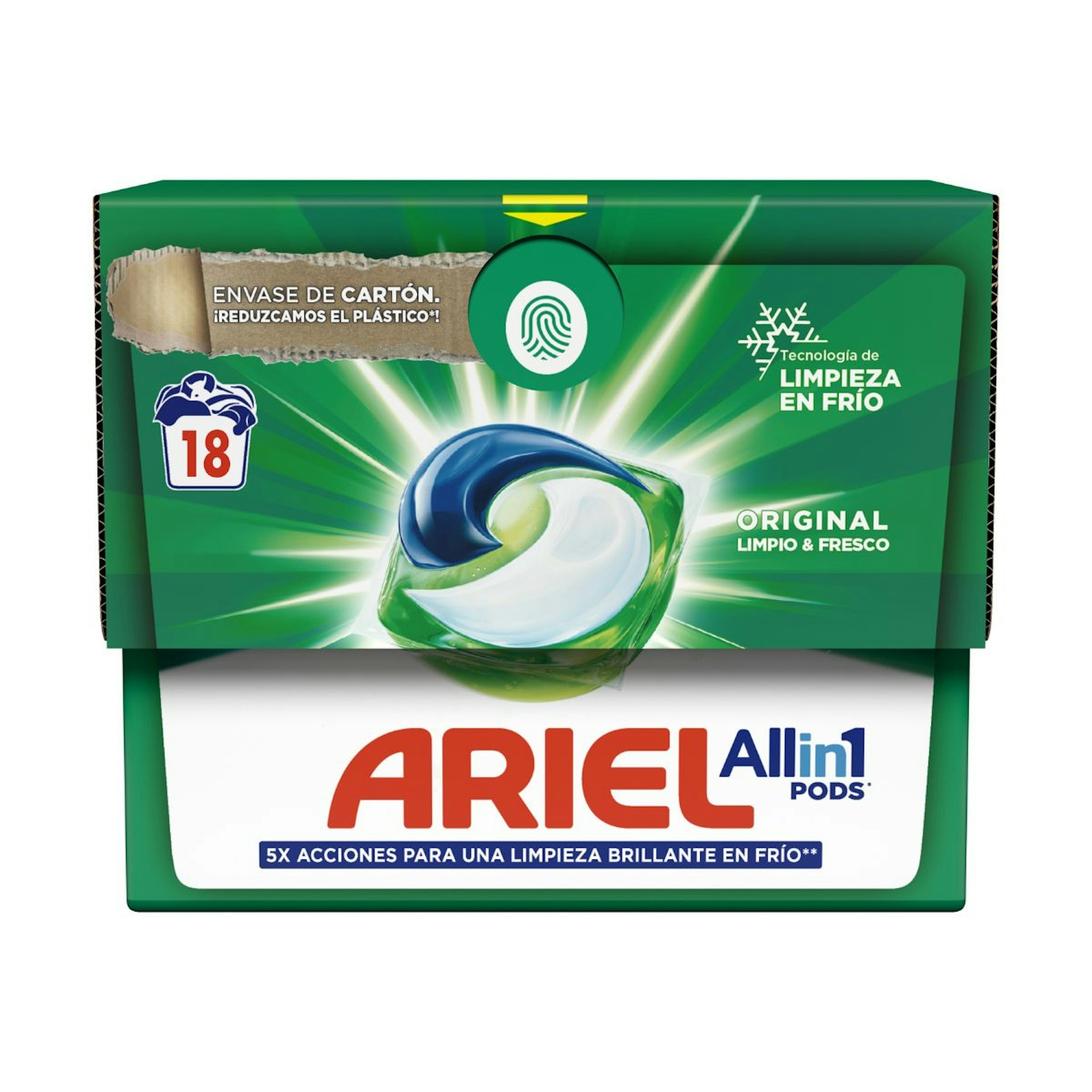 Detergente para máquina en cápsulas ARIEL 18 lv