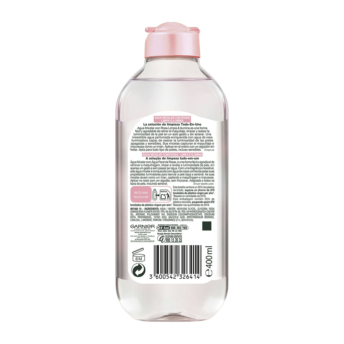 Agua micelar rosas GARNIER 400 ml