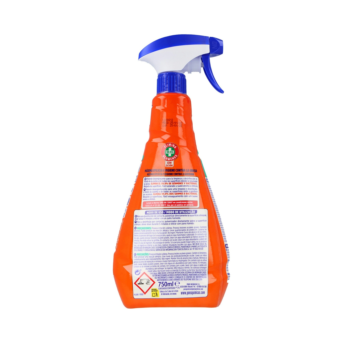 Quitagrasas higienizante Asevi 750 ml
