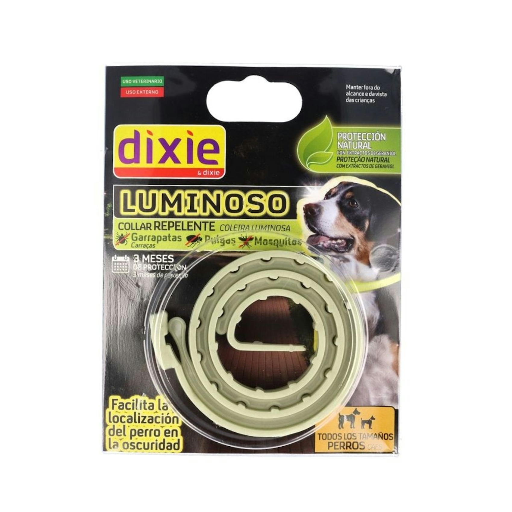 Collar repelente para perros luminoso DIXIE 1 ud