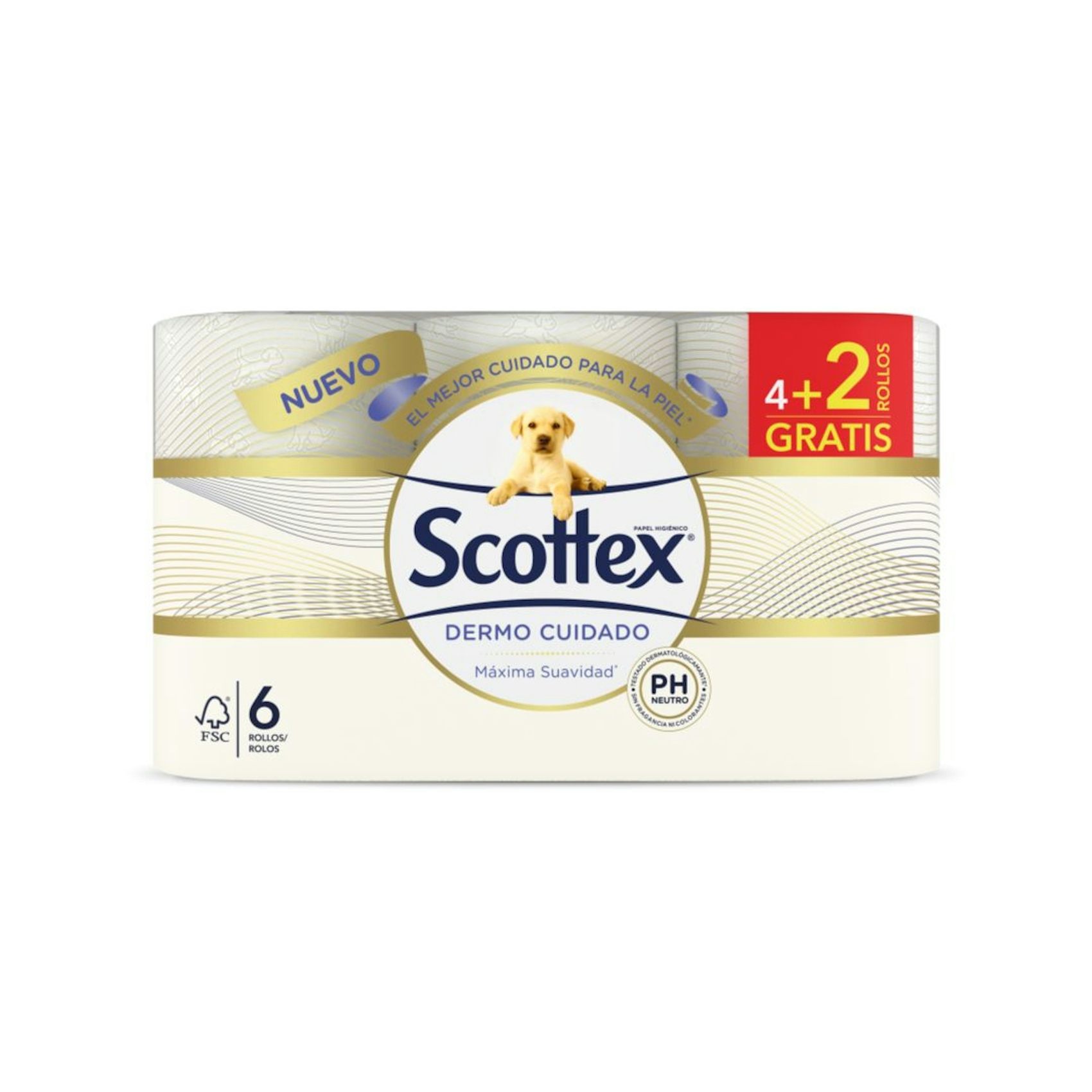 Papel higiénico dermocuidado 6 rollos Scottex