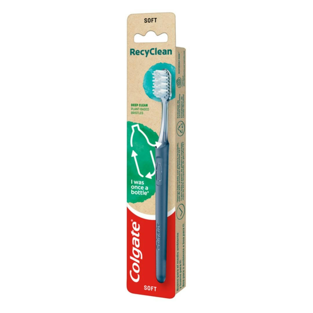 Cepillo de dientes Colgate RecyClean, 100% plástico reciclado, suave