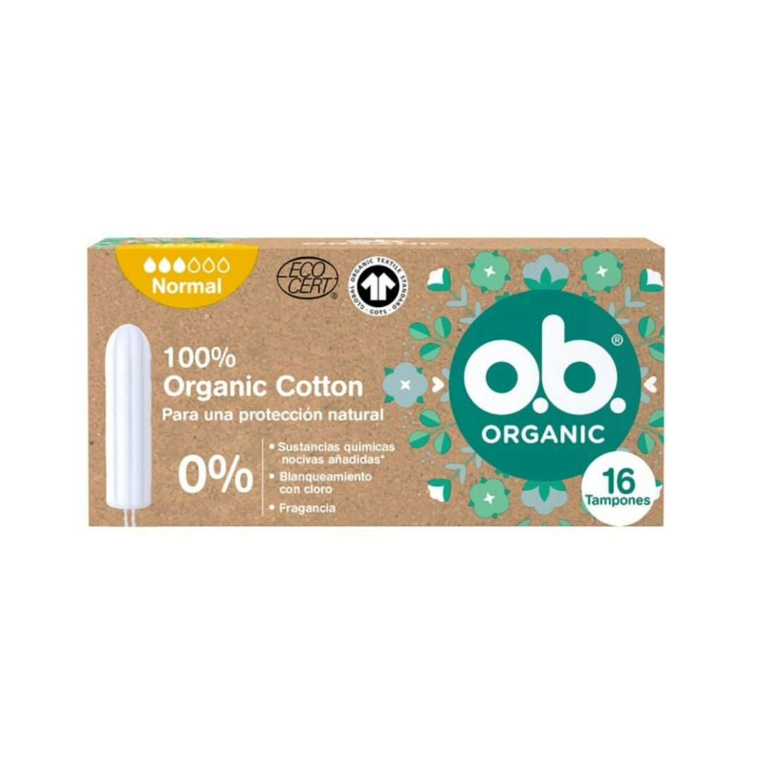 Tampones 100% Algodón Organico Normal O.B. 16 Uds Tampones 100% Algodón Organico Normal O.B. 16 Uds 0
