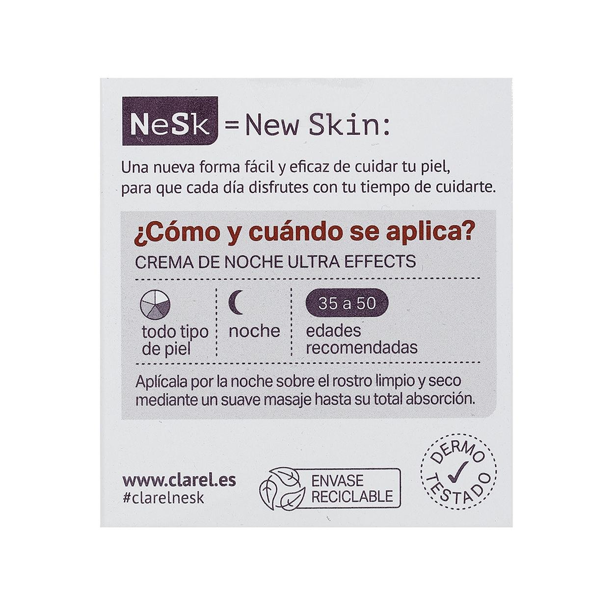 Crema facial cuidado anti-arrugas tratamiento noche Nesk Ultra Effects 50 ml