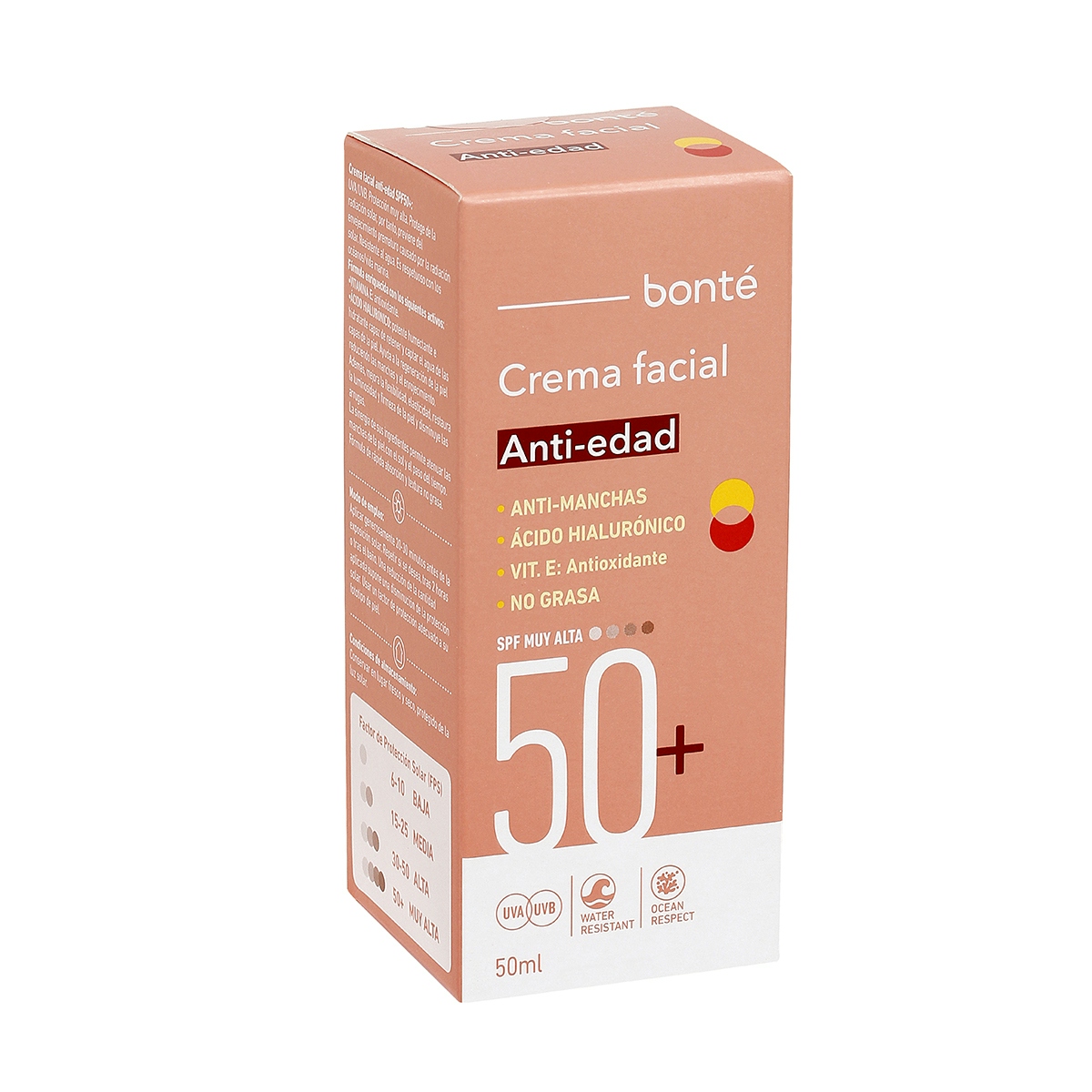 Crema facial Antiedad SPF50+ BONTÉ 50 ml