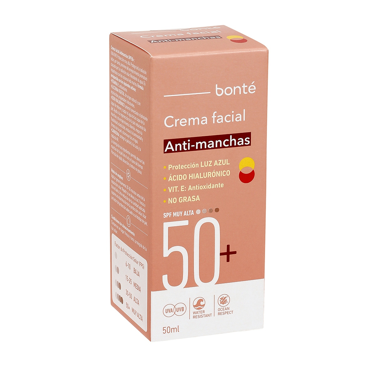 Crema facial antimanchas SPF50+ BONTÉ 50 ml