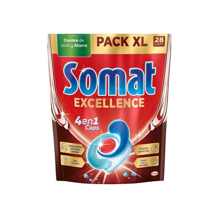 Detergente Lavavajillas Máquina 4 en 1 Somat Excellence 28 Cápsulas