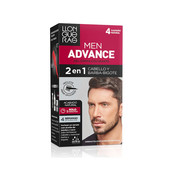 Gel-Crema Colorante Men Advance Llongueras 4 Castaño Natural