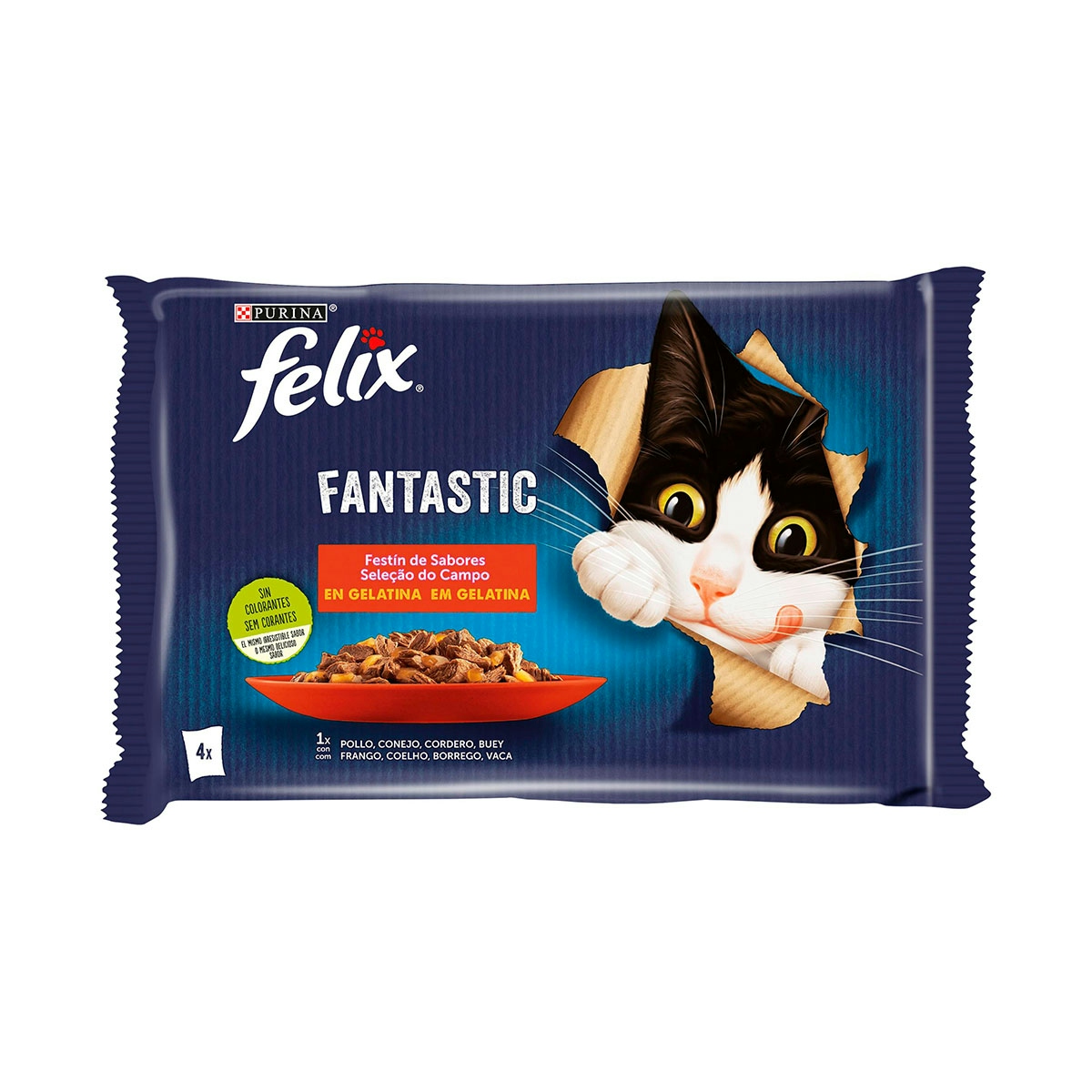 Alimento gatos de buey e hígado fantastic Felix pack 4 x 85gr