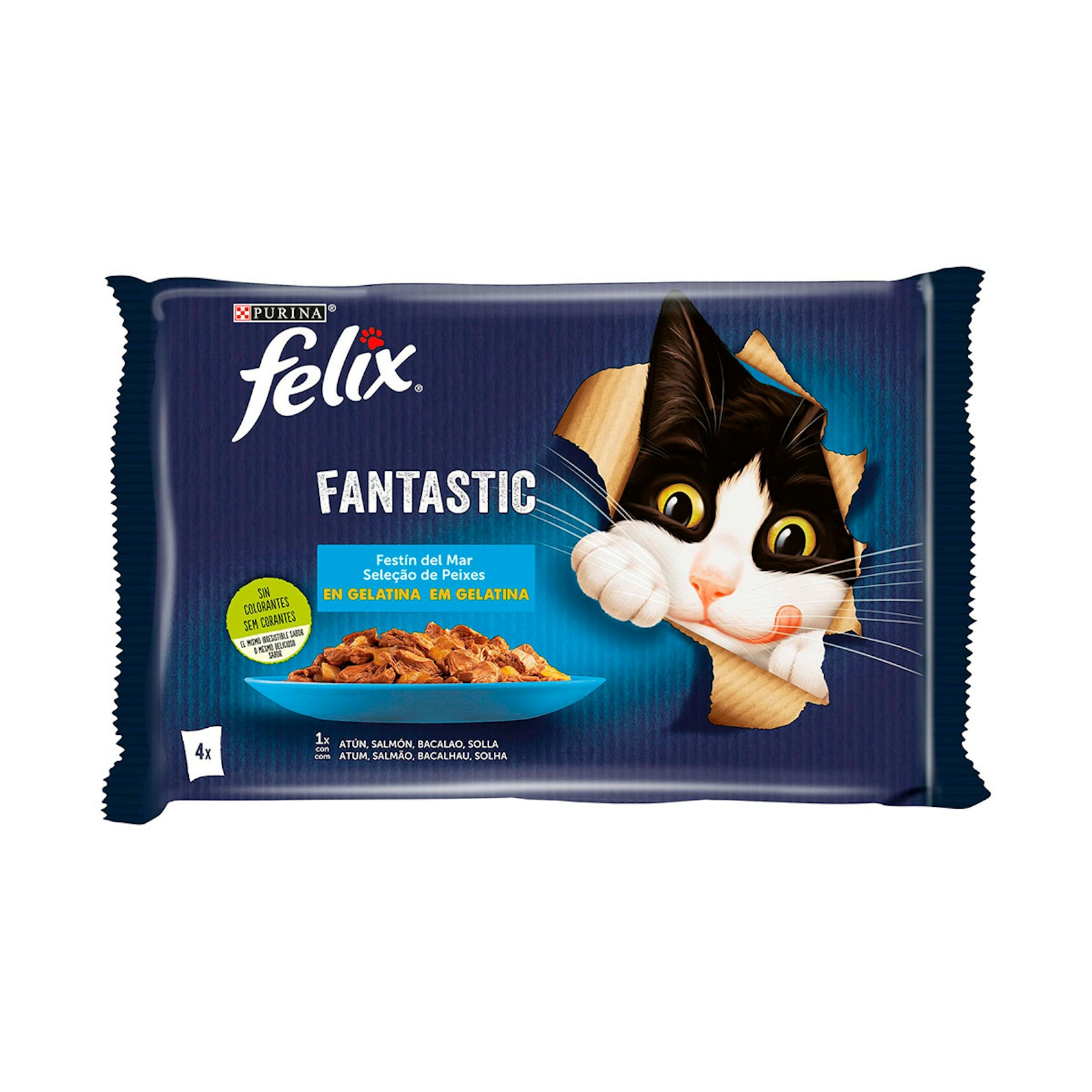Alimento de gatos Festín del mar Felix Fantastic 4x85gr