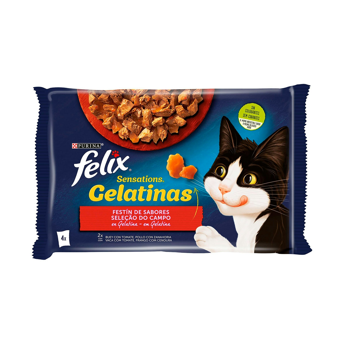 Alimento de gato Gelatinas carnes Felix Sensations 4x85 gr