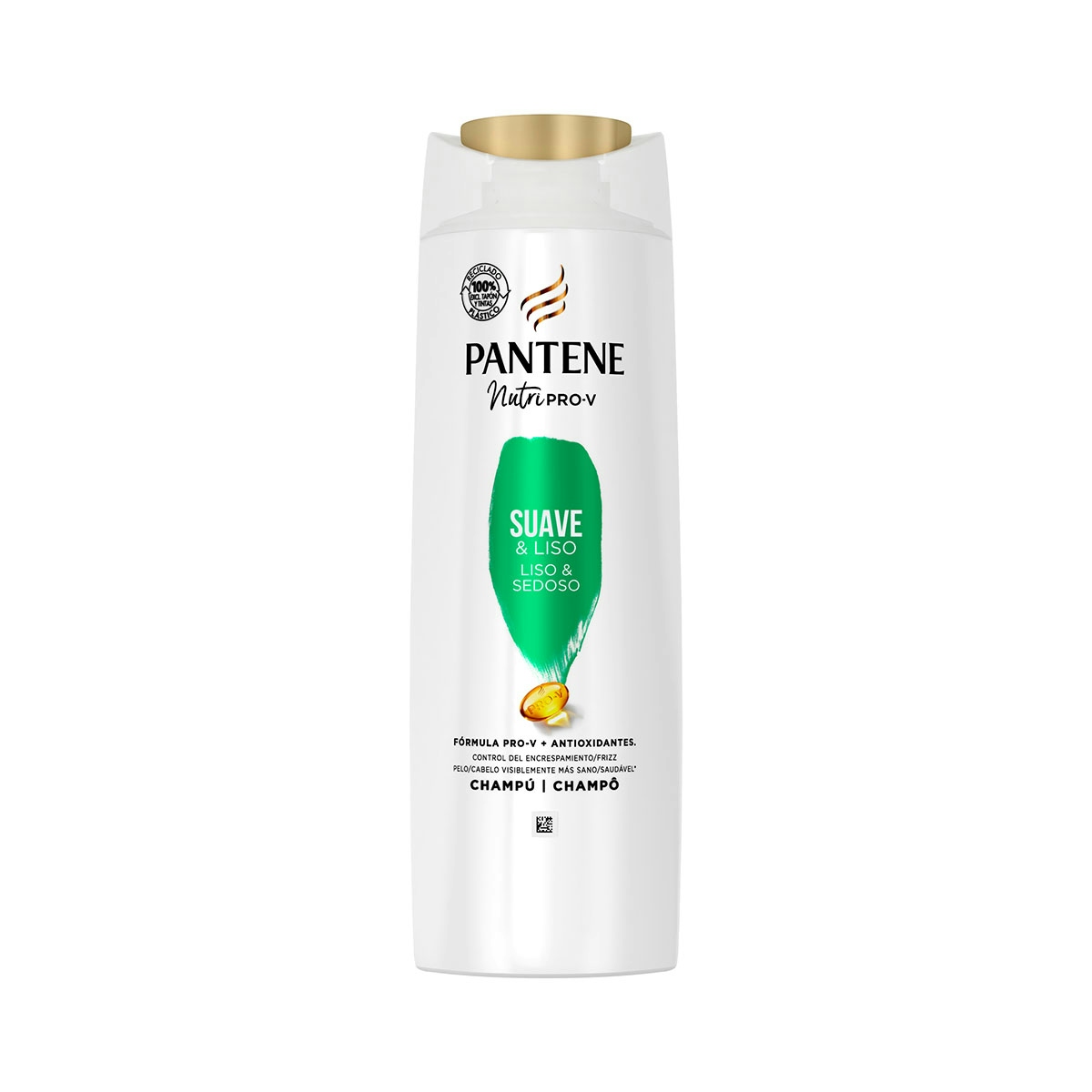 Pantene Champú Suave & Liso Nutri Pro-V, fórmula Pro-V + antioxidantes, para cabello encrespado y rebelde, 340ML